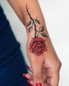 Rose Tattoo on Hand Girl
